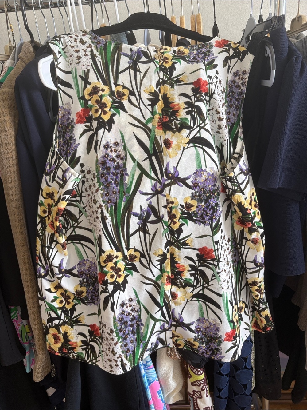 Tommy Hilfiger Floral Sleeveless Print Tunic in Green, Purple, Black, Size XXL - Picture 3 of 6